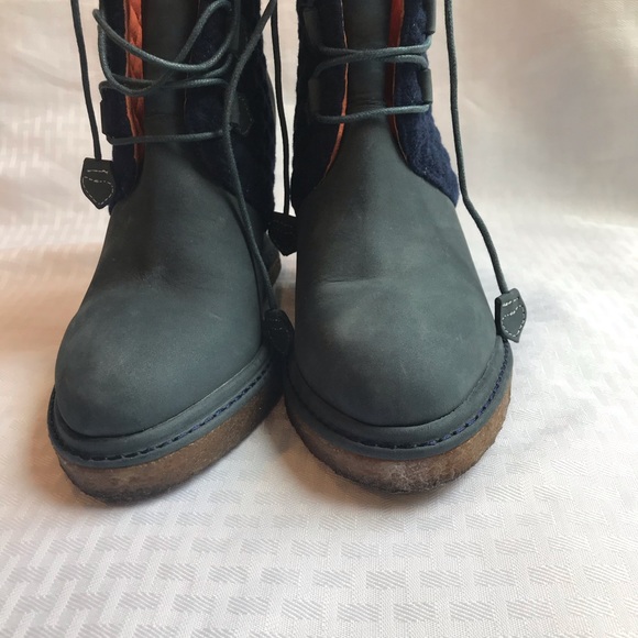 F-Troupe Women’s Sz 40 Blue Wedge Heel Boots US 10 - Picture 3 of 16